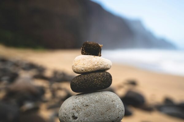 gray and black stone near body of water during daytime